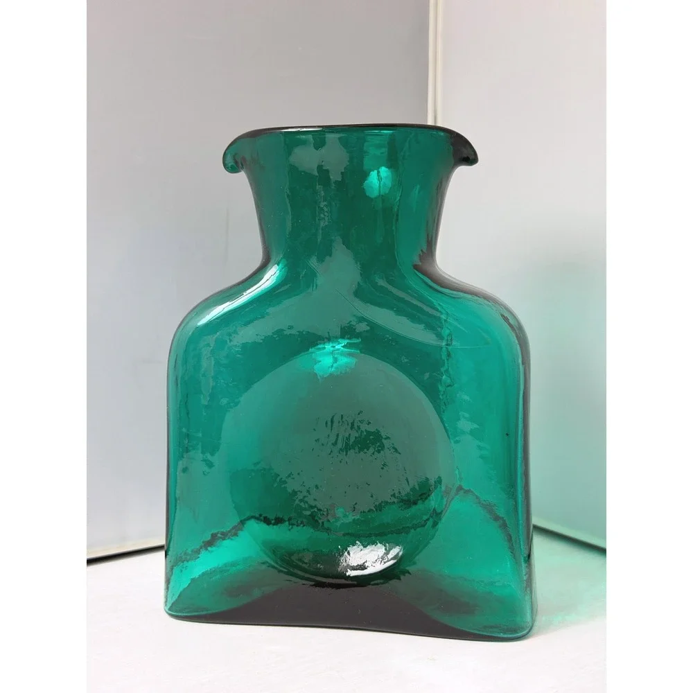 Blenko Water Bottle 384M Mini Hand Blown Glass Double Spout 2021